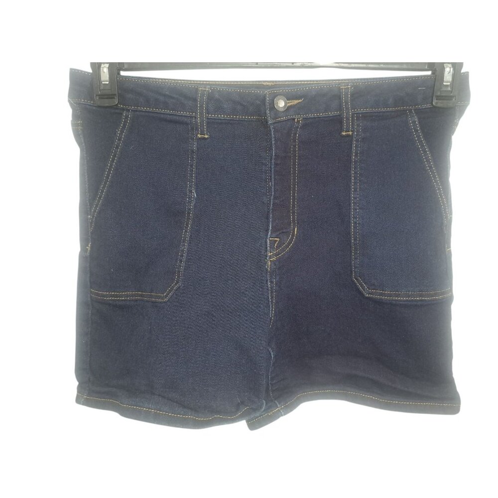 Faith Jeans Womens Shorts 14 Dark Rinse Wash Denim High Rise Utility Pockets